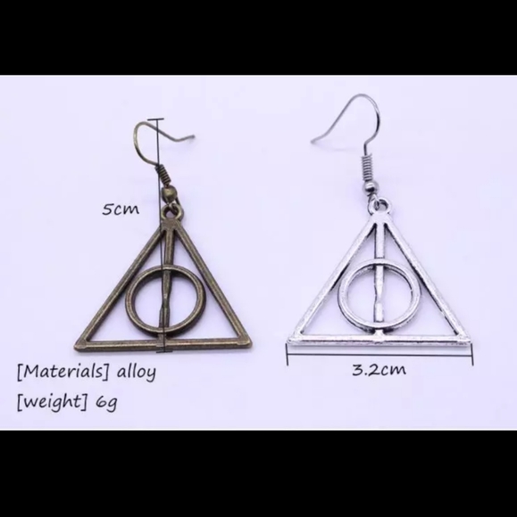 🔹️Harry Potter Hallows Earrings, Bronze - Picture 5 of 6